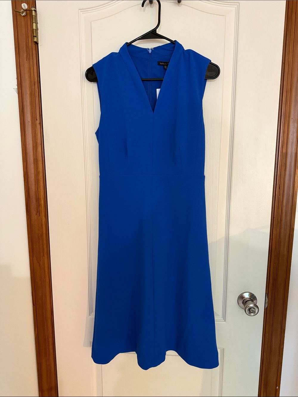 Violets and Roses Cobalt V-Neck Sleeveless Midi Dress